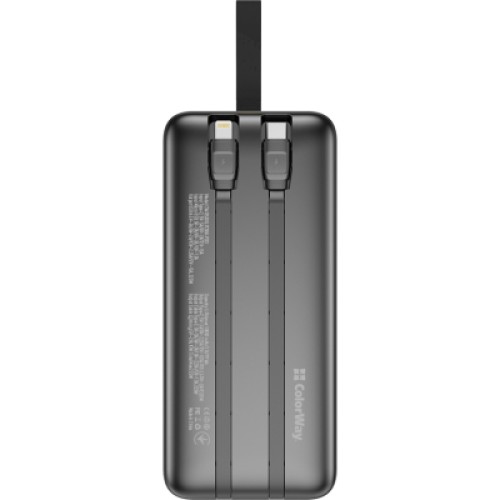 Батарея универсальная ColorWay 30 000 mAh PD/18W, QC3.0/22.5, Digital Display, Black (CW-PB300LPC5BK-PDD)
