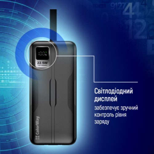 Батарея универсальная ColorWay 50 000 mAh PD/18W, QC3.0/22.5, Digital Display, Black (CW-PB500LPC5BK-PDD)