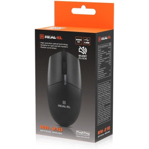 Мышка REAL-EL RM-210 USB Black (EL123200036)