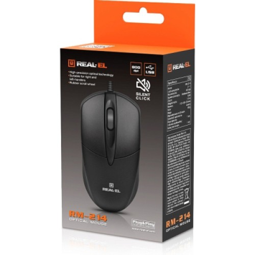Мышка REAL-EL RM-214 USB Black (EL123200039)