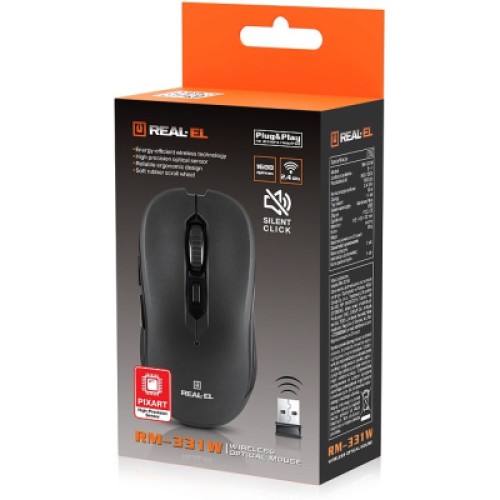 Мышка REAL-EL RM-331W Wireless Black (EL123200044)