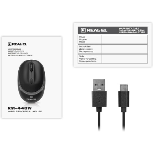 Мышка REAL-EL RM-440W Wireless/Bluetooth Black (EL123200045)