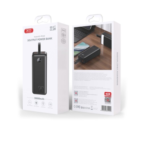 Батарея универсальная XO 30000mAh, PD/20W, QC/22.5W, with light, black (PR240_Black)