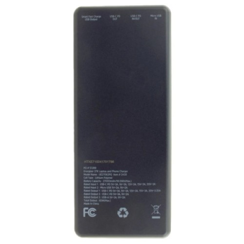 Батарея универсальная Energizer 27000mAh Li-pol PD/65W for laptop, black (UE27062PQ)