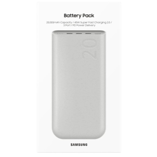 Батарея универсальная Samsung 20000mAh, SuperFastCharge2.0/45W, PD/3.0, PDO/PPS, Beige (EB-P4520XUEGEU)