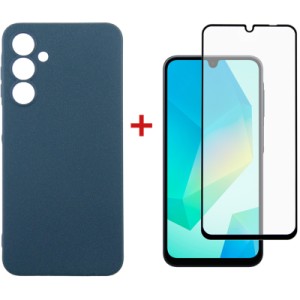 Чехол для мобильного телефона Dengos Samsung Galaxy A16 5G Carbon + glass (Blue) (DG-KM-122)