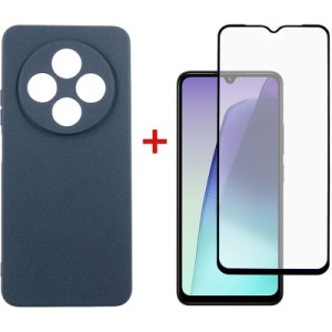 Чехол для мобильного телефона Dengos Xiaomi Redmi 14C Carbon + glass (Blue) (DG-KM-120)