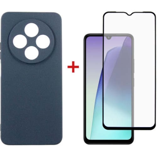 Чехол для мобильного телефона Dengos Xiaomi Redmi 14C Carbon + glass (Blue) (DG-KM-120)