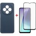 Чехол для мобильного телефона Dengos Xiaomi Redmi 14C Carbon + glass (Blue) (DG-KM-120)