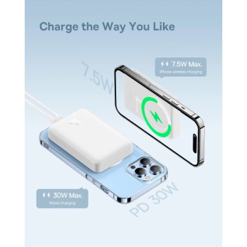 Батарея универсальная Baseus Magnetic Mini 10000mAh 30W, White (PPCX110002\PPCXM1030) (P10022105212-01)