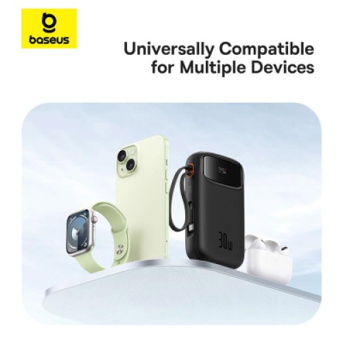 Батарея универсальная Baseus QPow2 20000mAh 30W, with 2*Type-C Cable, Black (P10055009113-00)