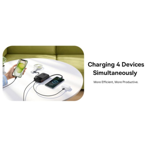 Батарея универсальная Baseus QPow2 20000mAh 30W, with 2*Type-C Cable, White (P10055009213-00)
