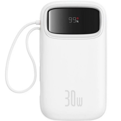 Батарея универсальная Baseus QPow2 20000mAh 30W, with 2*Type-C Cable, White (P10055009213-00)