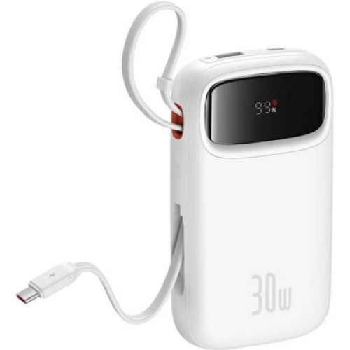 Батарея универсальная Baseus QPow2 20000mAh 30W, with 2*Type-C Cable, White (P10055009213-00)