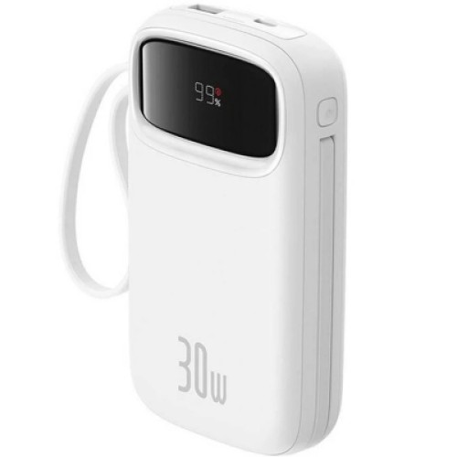 Батарея универсальная Baseus QPow2 20000mAh 30W, with 2*Type-C Cable, White (P10055009213-00)