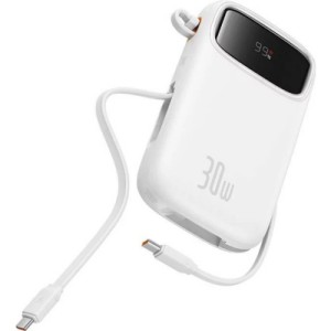 Батарея універсальна Baseus QPow2 20000mAh 30W, with 2*Type-C Cable, White (P10055009213-00)