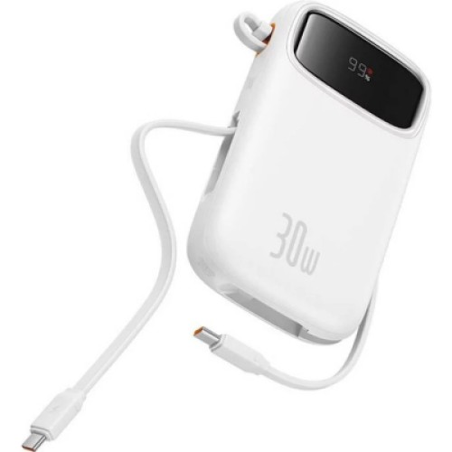 Батарея универсальная Baseus QPow2 20000mAh 30W, with 2*Type-C Cable, White (P10055009213-00)