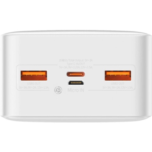 Батарея универсальная Baseus Bipow Overseas 30000mAh 20W, White (PPBD050402)