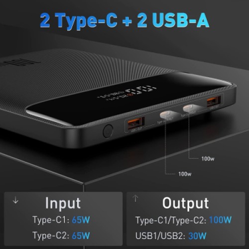 Батарея универсальная Baseus Blade Digital Display 20000mAh PD/100W, Black (PPDGL-01, PPBLD100-S) (PPBL000201)