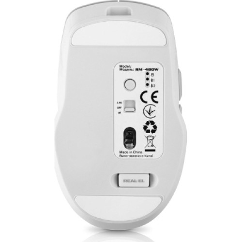Мышка REAL-EL RM-480W Wireless/Bluetooth White (EL123200050)