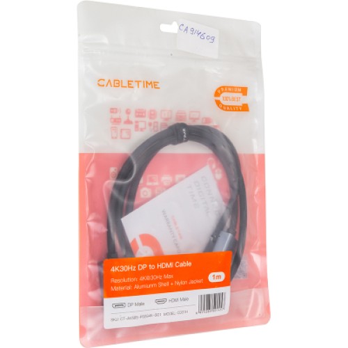 Кабель мультимедийный DisplayPort to HDMI 1.0m Cabletime (CA914609)