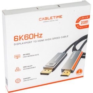 Кабель мультимедийный DisplayPort to HDMI 3.0m Cabletime (CA914081)