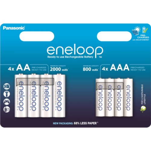 Аккумулятор Panasonic AA Eneloop 2000mAh NI-MH * 4 + AAA 800mAh NI-MH * 4 (BK-3MCDE+4MCDE/8CP)