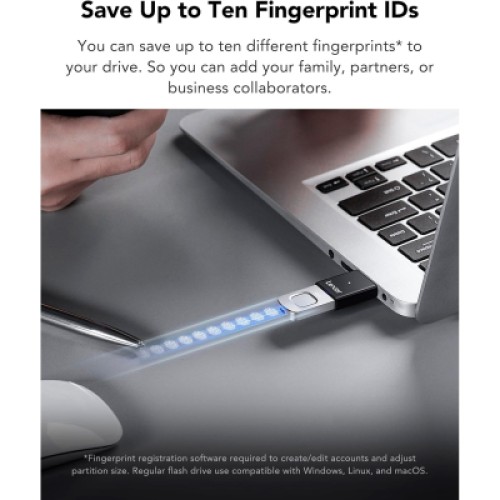 USB флеш накопитель Lexar 64GB JumpDrive Fingerprint F35 Pro USB 3.2 (LJDF35P064G-RNBNG)