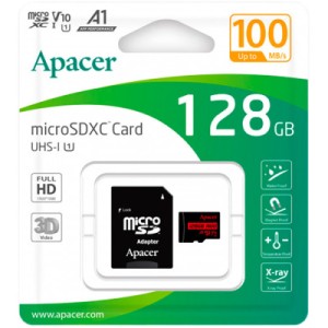 Карта пам'яті Apacer 128GB microSD class 10 UHS-I V10 A1 (AP128GMCSX10UB-R)