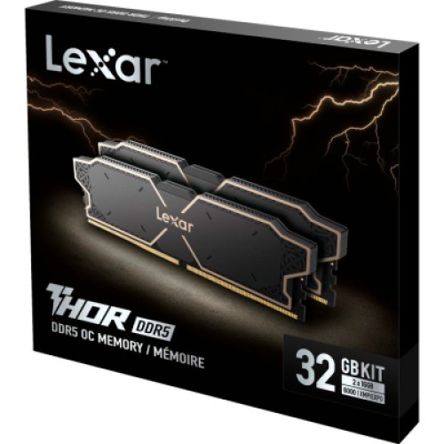 Модуль памяти для компьютера DDR5 32GB (2x16GB) 6000 MHz Thor Black Lexar (LD5U16G60C38LG-RGD)