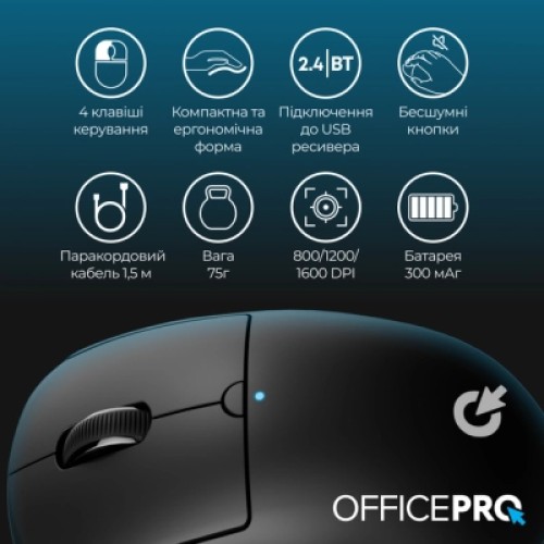 Мышка OfficePro M307B Silent Click Wireless/Bluetooth Black (M307B)