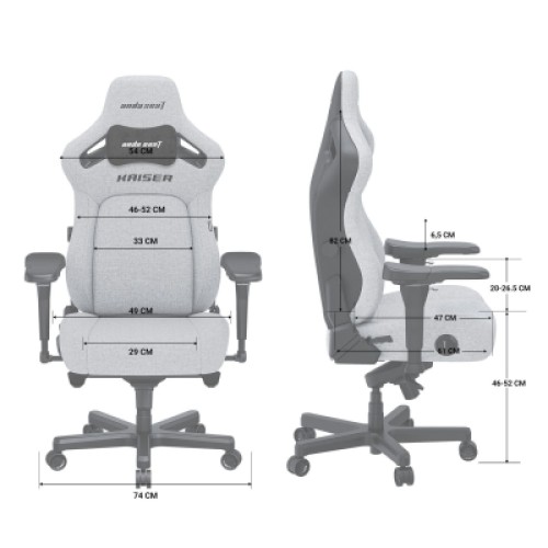 Кресло игровое Anda Seat Kaiser 4 Fabric Size L Black (AD12YDDC-L-20-B-CF)