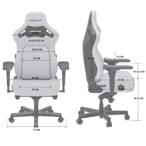 Кресло игровое Anda Seat Kaiser 4 Fabric Size L Grey (AD12YDDC-L-20-G-CF)