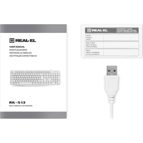 Клавиатура REAL-EL RK-513 USB White (EL123100047)