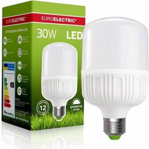 Лампочка EUROELECTRIC Plastic 30W E27 6500K 220V (LED-HP-30276(P))