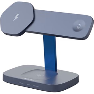 Зарядний пристрій Canyon wireless charger HEXAGON WCS-310 3in1 DarkGrey/Blue (CNS-WCS310DGBL)
