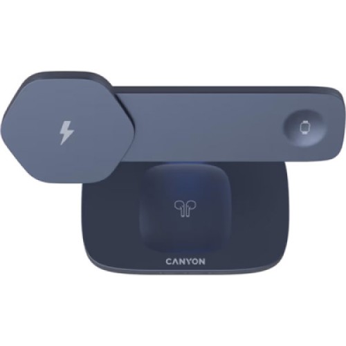 Зарядное устройство Canyon wireless charger HEXAGON WCS-310 3in1 DarkGrey/Blue (CNS-WCS310DGBL)