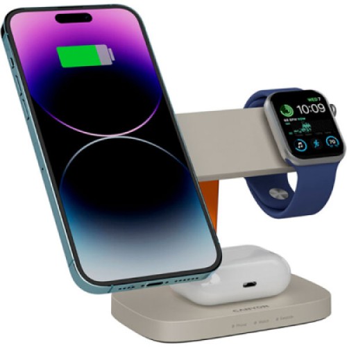 Зарядное устройство Canyon wireless charger HEXAGON WCS-310 3in1 LightGrey/Orange (CNS-WCS310LGOR)