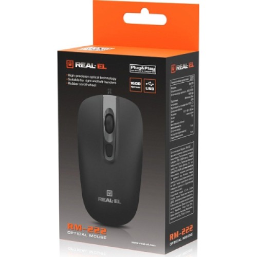 Мышка REAL-EL RM-222 USB Black/Gray (EL123200040)