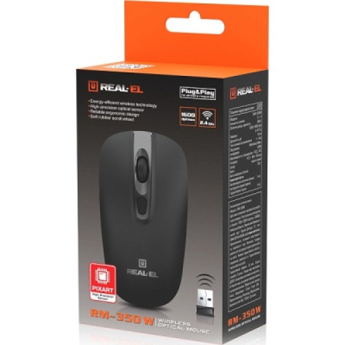 Мышка REAL-EL RM-350W Wireless Black/Gray (EL123200043)