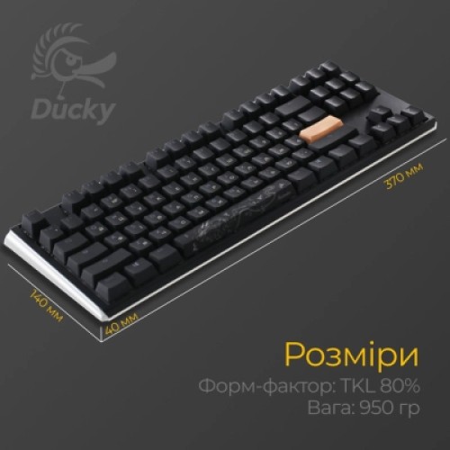 Клавиатура Ducky One 3 TKL Cherry MX Blue RGB UA USB Black (DKON2187ST-CUAPXCLAWSC1)