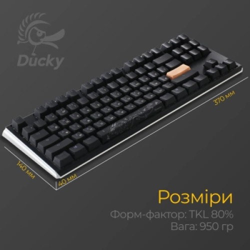 Клавиатура Ducky One 3 TKL Cherry MX Red RGB UA USB Black (DKON2187ST-RUAPXCLAWSC1)