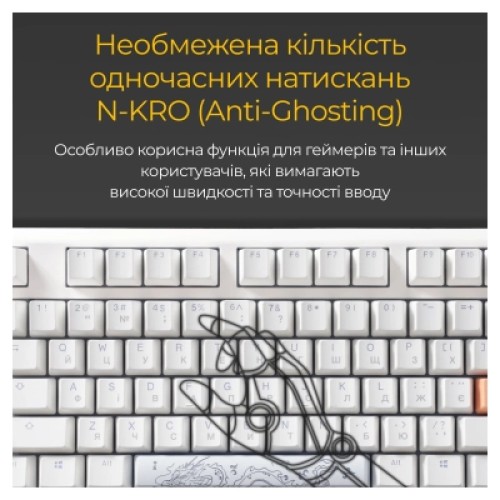 Клавиатура Ducky One 3 TKL Cherry MX Silent Red RGB UA USB White (DKON2187ST-SUAPXPWWWSC1)