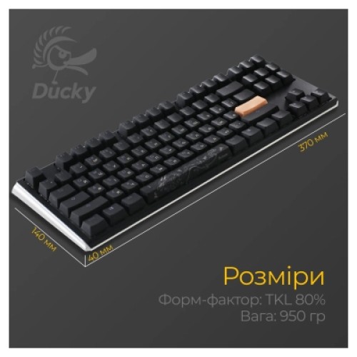 Клавиатура Ducky One 3 TKL Cherry MX Speed Silver RGB UA USB Black (DKON2187ST-PUAPXCLAWSC1)