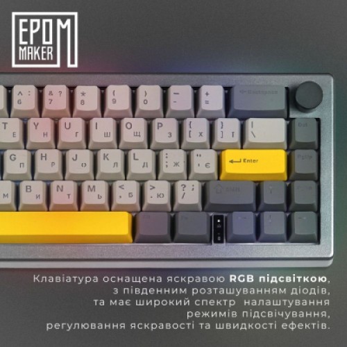 Клавиатура Epomaker EK68 65 Budgerigar V2 Switch Hot-Swap RGB Wireless/Bluetooth/USB UA Black (EK68-B-BV2)