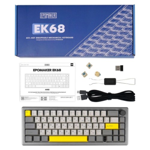 Клавиатура Epomaker EK68 65 Budgerigar V2 Switch Hot-Swap RGB Wireless/Bluetooth/USB UA Black (EK68-B-BV2)