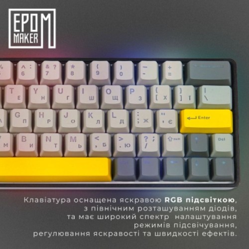 Клавиатура Epomaker EP64 60 Mulan Switch Hot-Swap RGB Wireless/Bluetooth/USB UA Black (EP64-B-M)