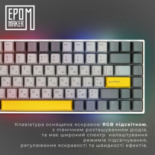 Клавиатура Epomaker EP84 Plus 75 Wisteria Linear Switch Hot-Swap RGB Wireless/Bluetooth/USB UA White (EP84-W-WL)