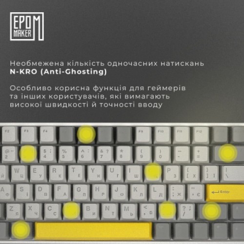 Клавиатура Epomaker EP84 Plus 75 Wisteria Linear Switch Hot-Swap RGB Wireless/Bluetooth/USB UA White (EP84-W-WL)