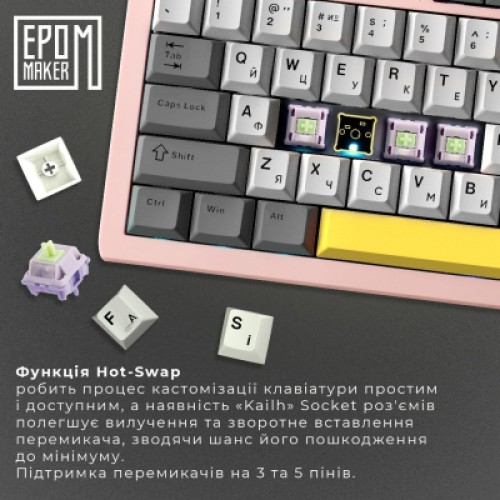 Клавиатура Epomaker Shadow-S TKL Mulan Switch Hot-Swap LCD Screen RGB Wireless/Bluetooth/USB UA Pink (SHS-P-WL)